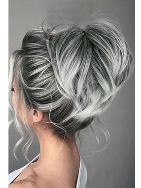 Silver Gray Messy Bun Hairpiece - Women Hair
